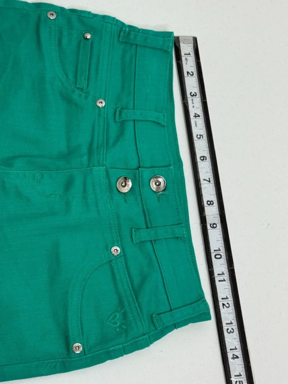 Justice Premium Green Stretch Denim Shorts Girls 14R